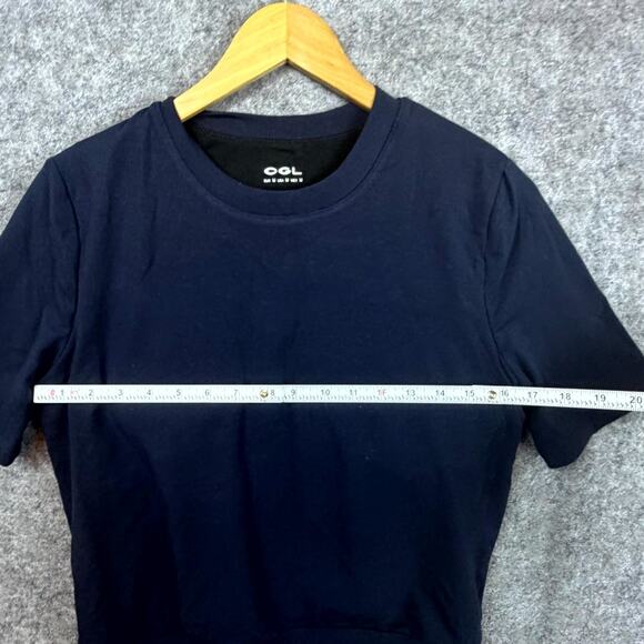 OGL Move Brami Cropped Top Womens Medium Navy Blue Wool Banded Hem Built in Bra - Picture 3 of 8